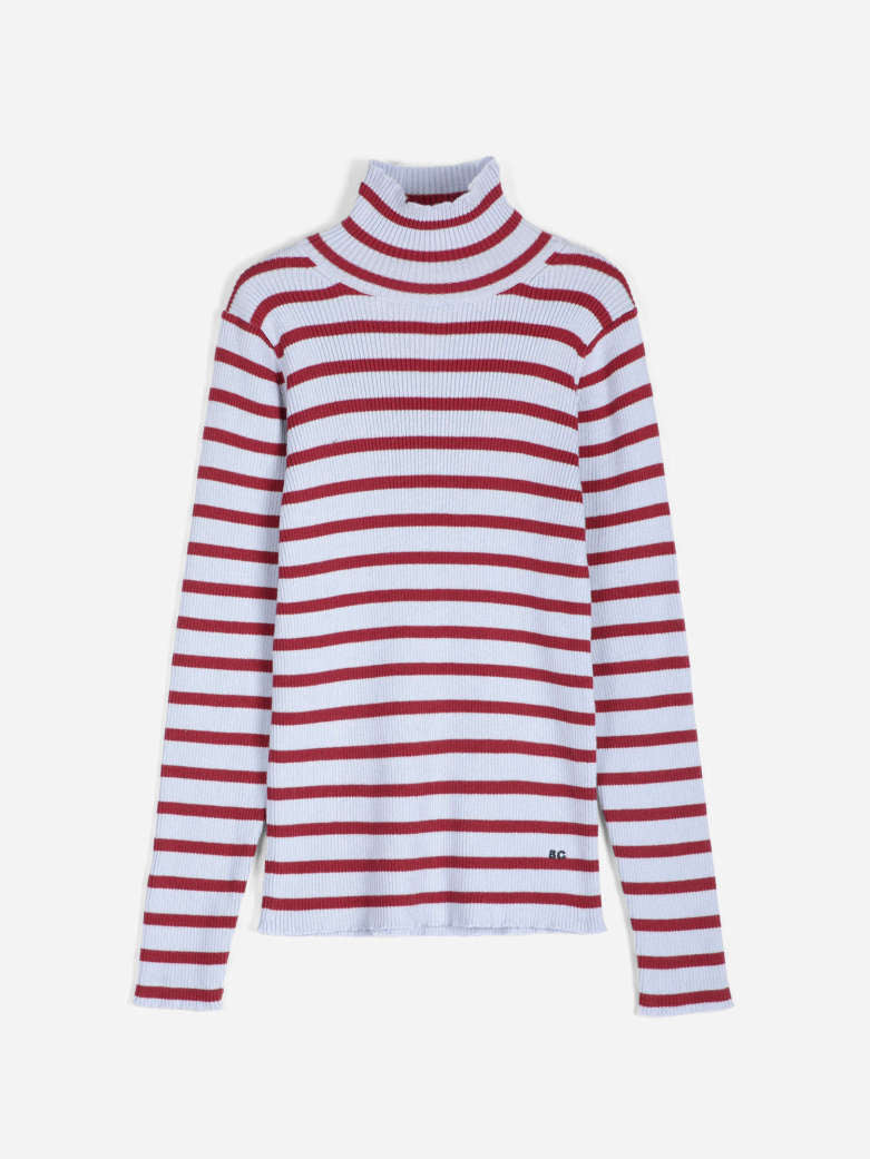 Striped Turtleneck - Wool Cotton Jumper