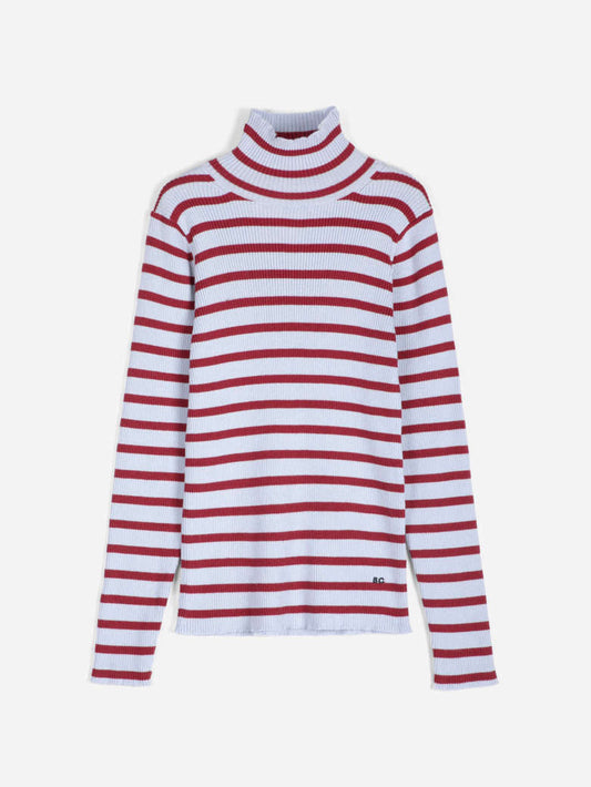 Striped Turtleneck - Wool Cotton Jumper
