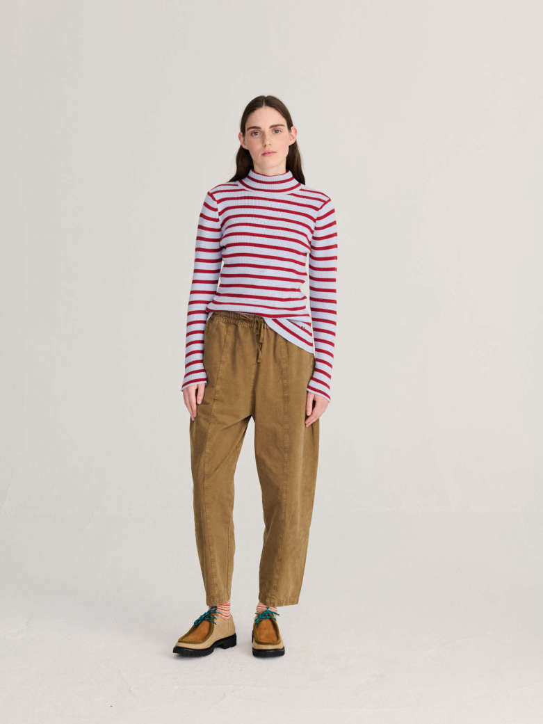 Striped Turtleneck - Wool Cotton Jumper