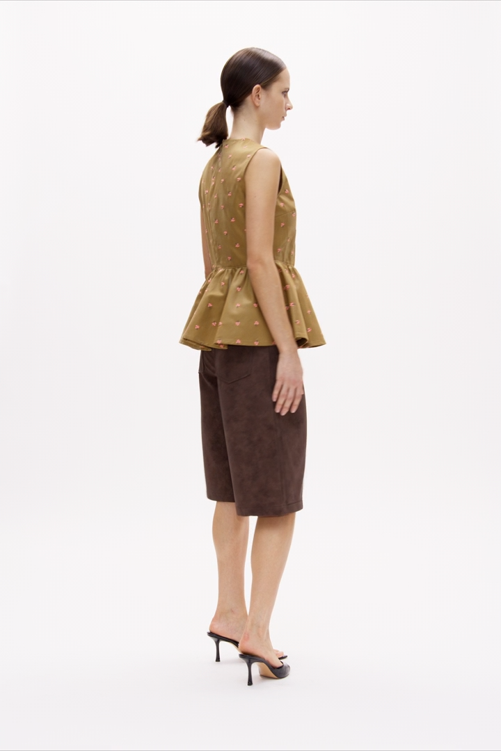 Marlen Top - Brown Rose Flower